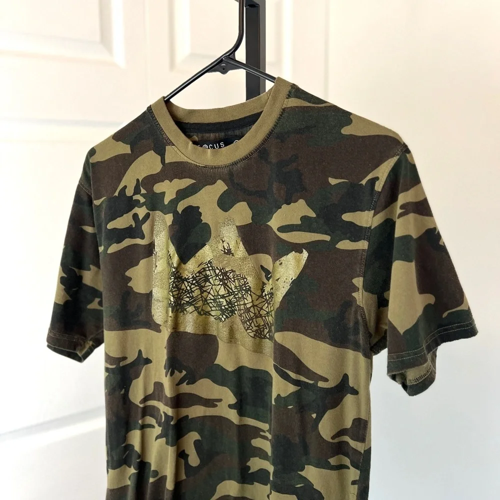 Focus Quality Wear Women's Camouflage T-shirt 100% Cotton Zipped Hip Slits Med - Picture 2 of 4